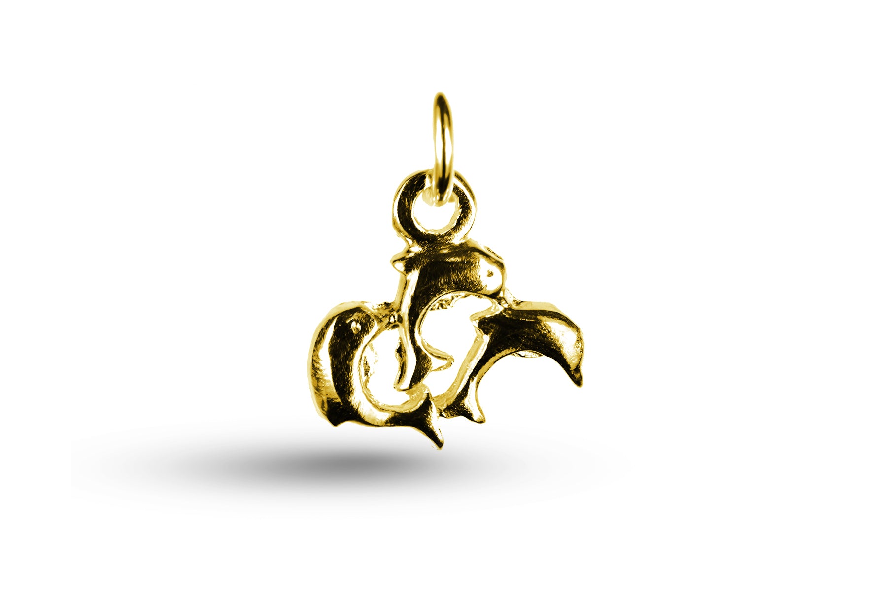 Yellow gold Dolphin Trio charm.