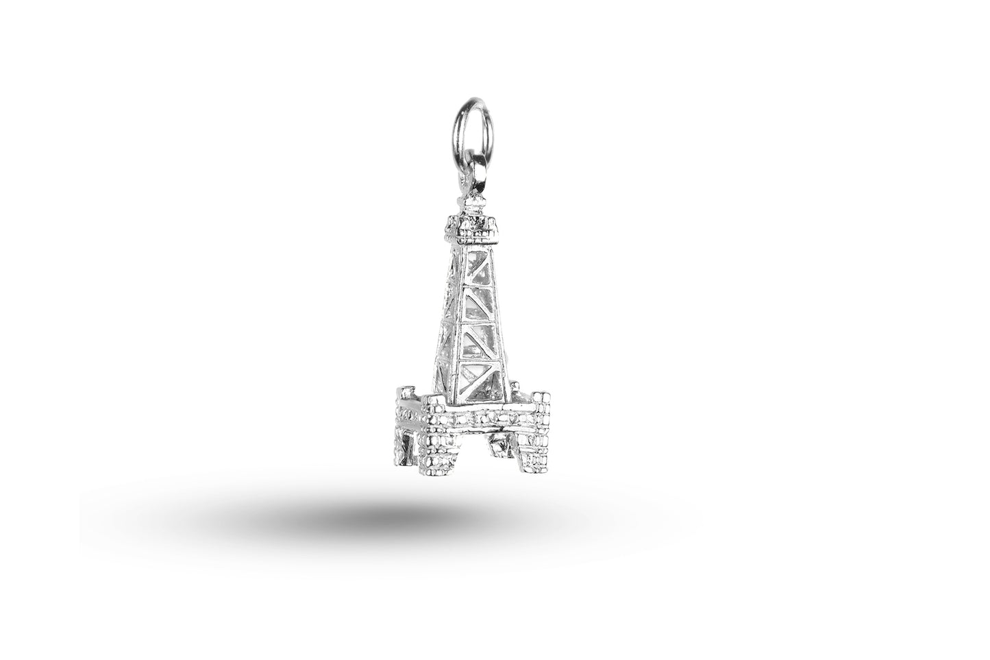 White gold Oil Rig charm.