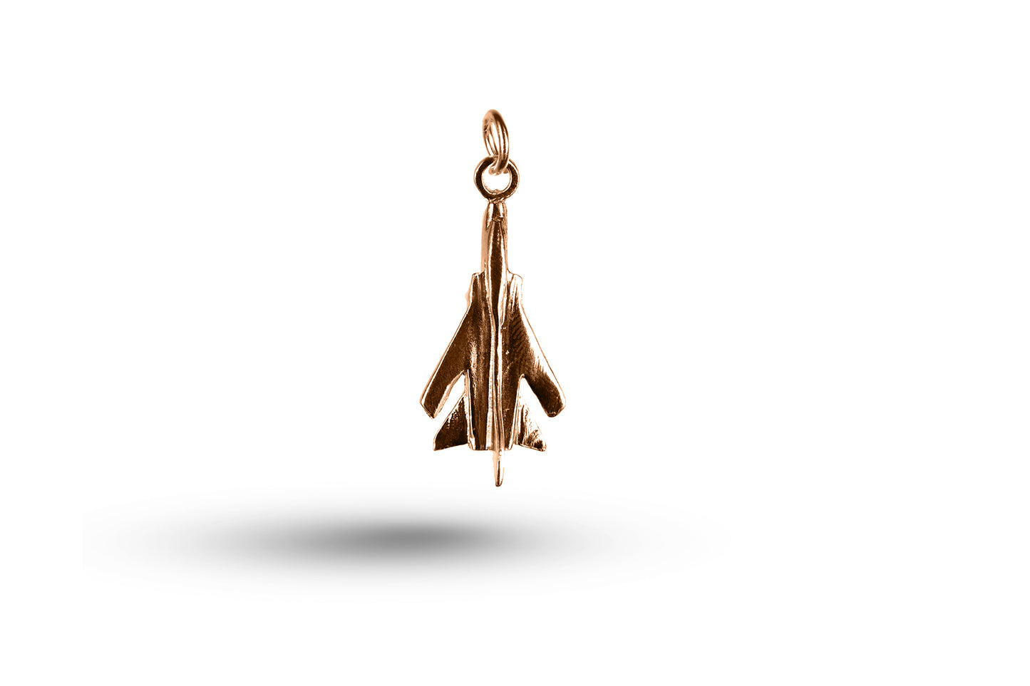 Rose gold Swing Wing Plane charm.