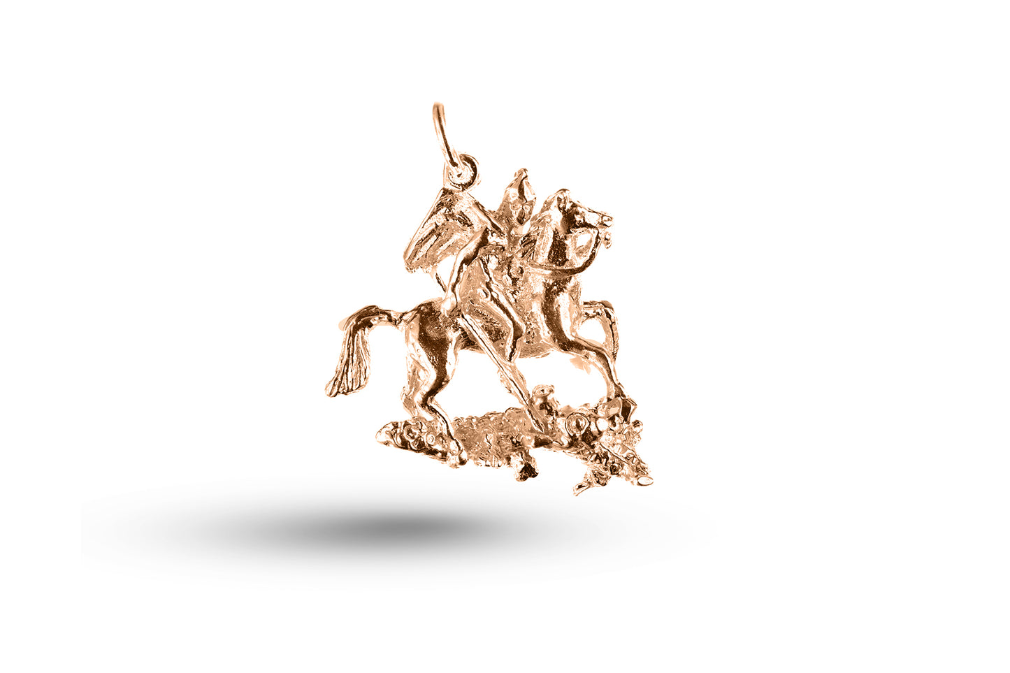 Rose gold St George and Dragon charm.