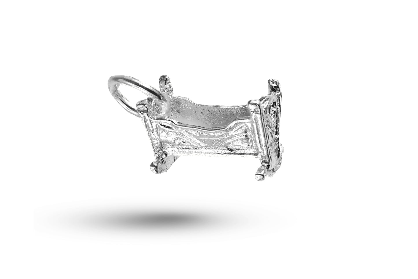 Luxury white gold baby crib charm.