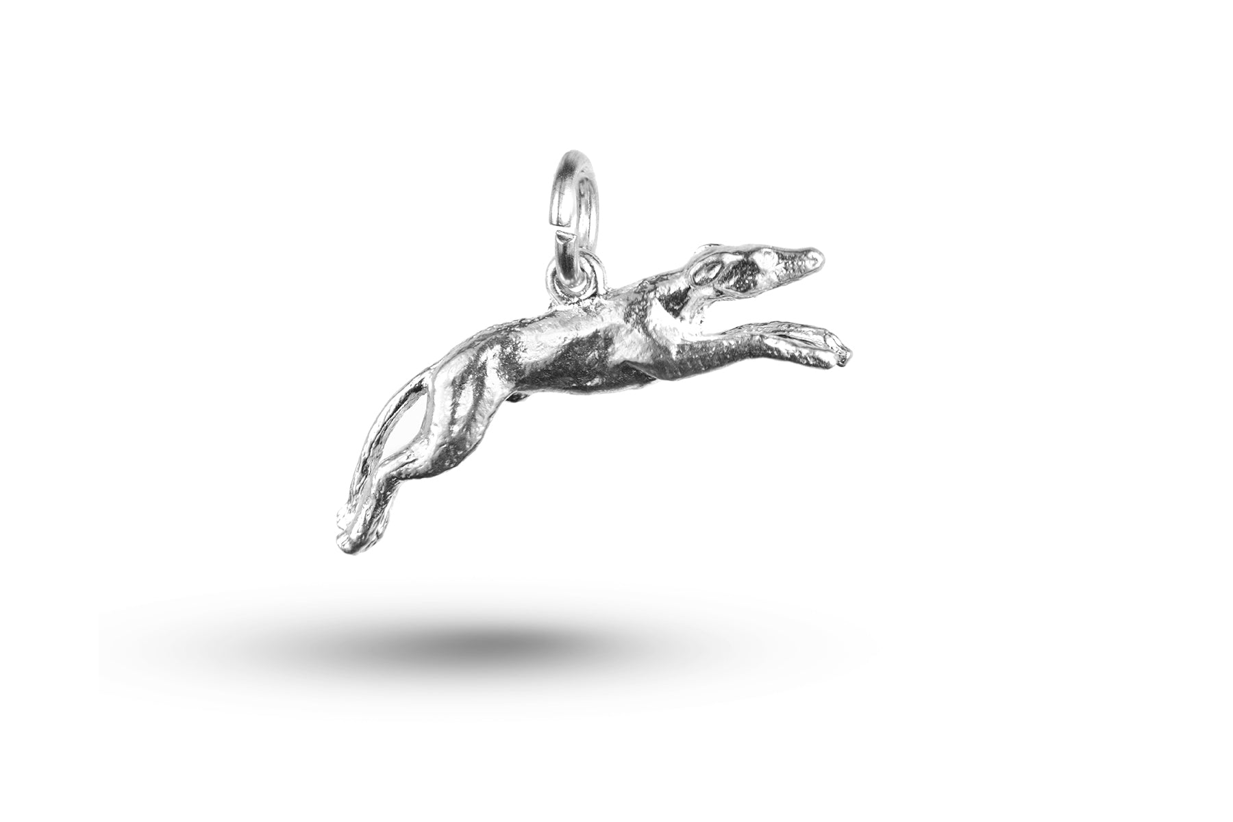 White gold Racing Greyhound Dog charm.