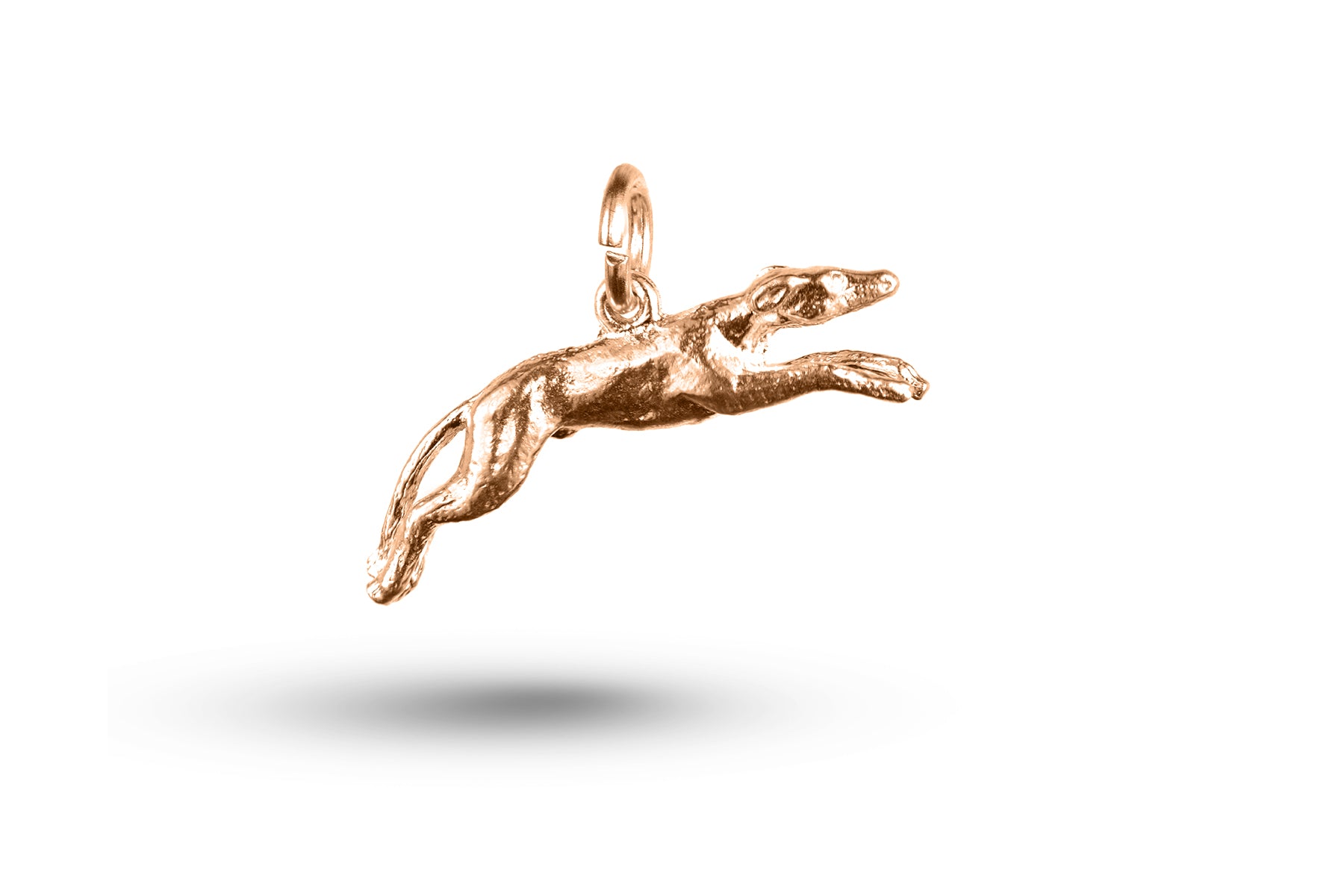 Rose gold Racing Greyhound Dog charm.
