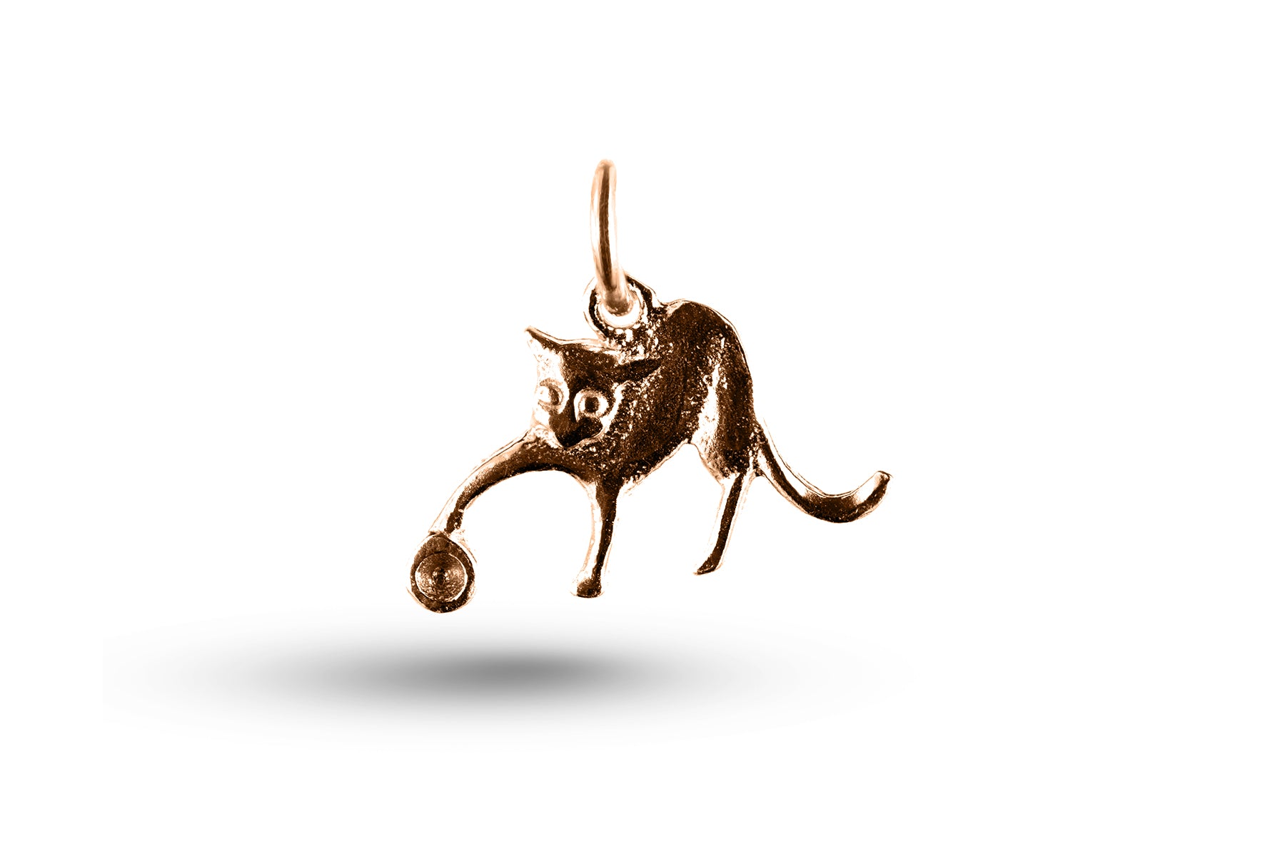 Luxury rose gold Cat with Ball charm.