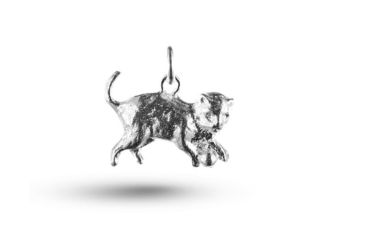 Luxury white gold Cat and Ball charm.