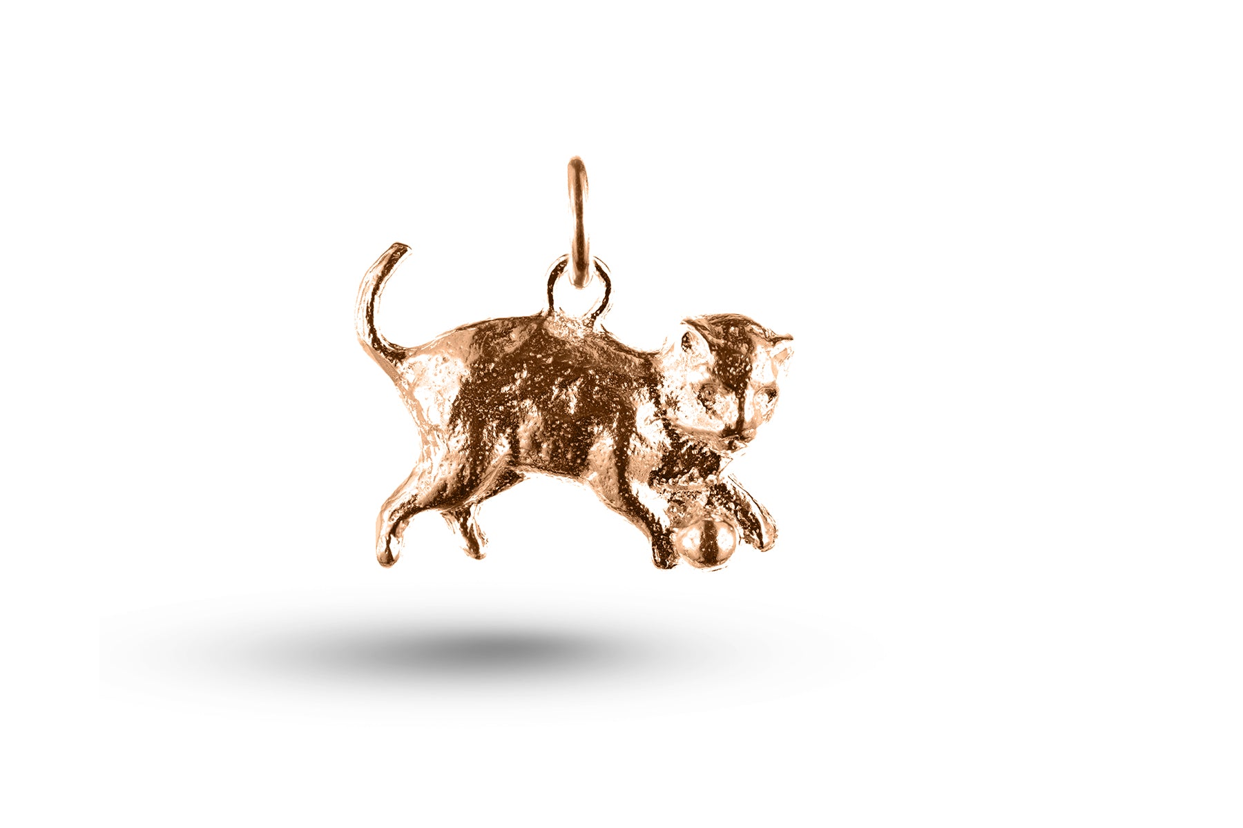 Luxury rose gold Cat and Ball charm.