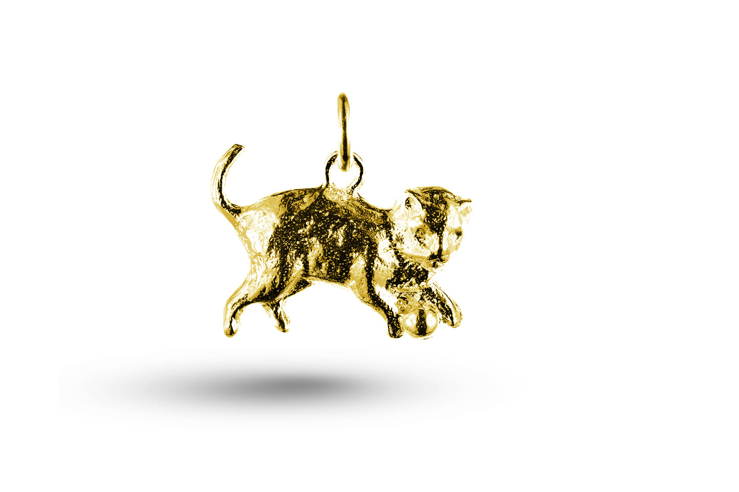 Luxury yellow gold Cat and Ball charm.