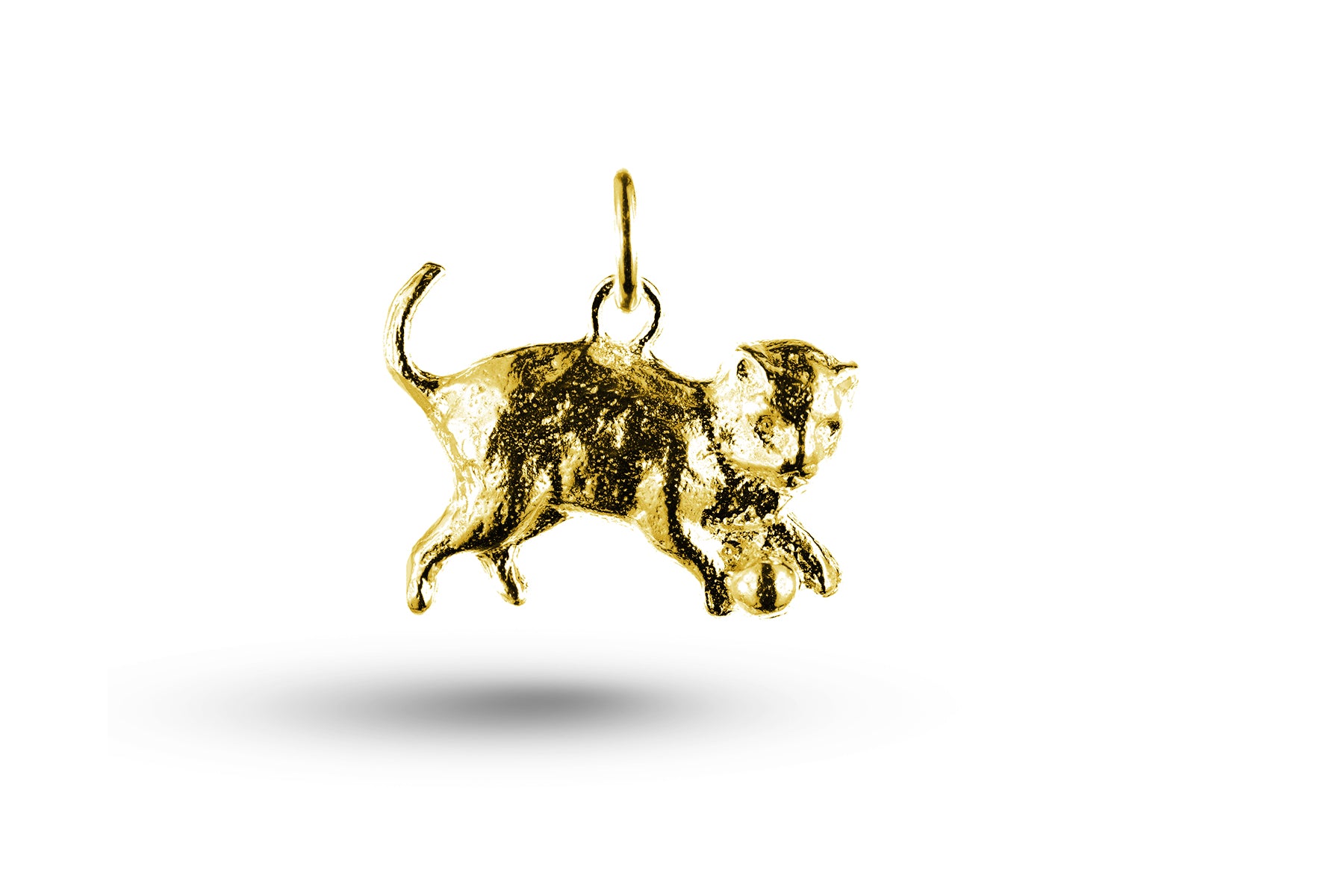 Luxury yellow gold Cat and Ball charm.