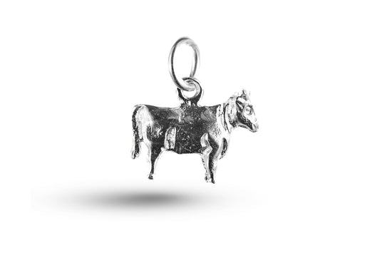 White gold Cow charm.