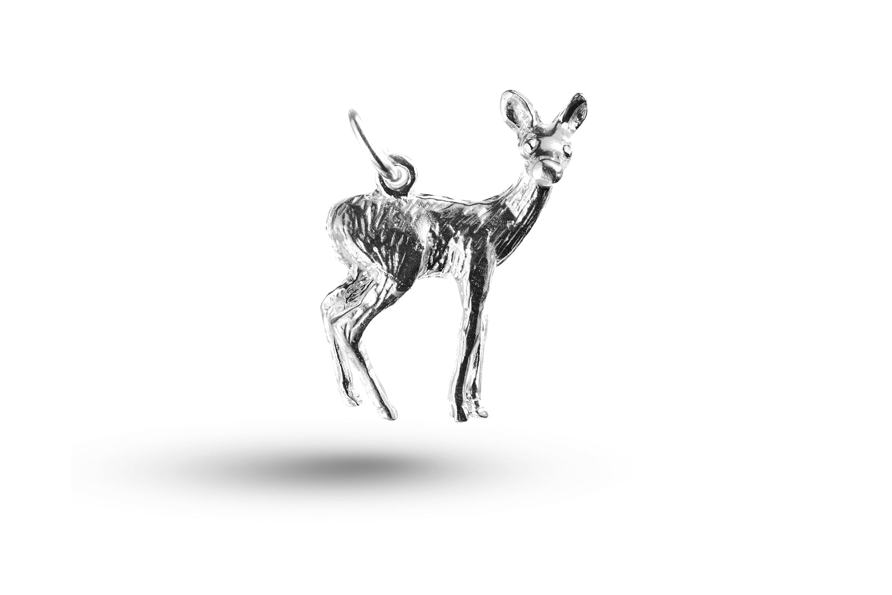 White gold Doe Deer charm.