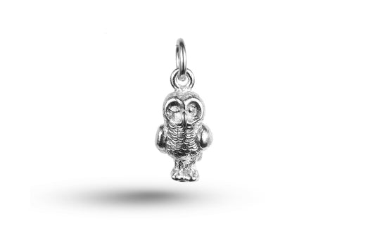 White gold Standing Owl charm.