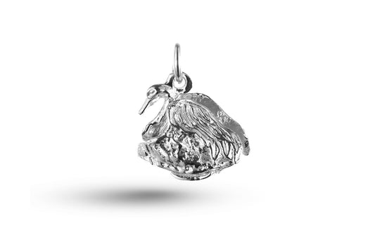 White gold Floating Swan charm.