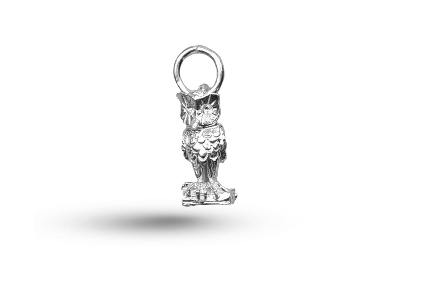 White gold Owl on Branch charm.