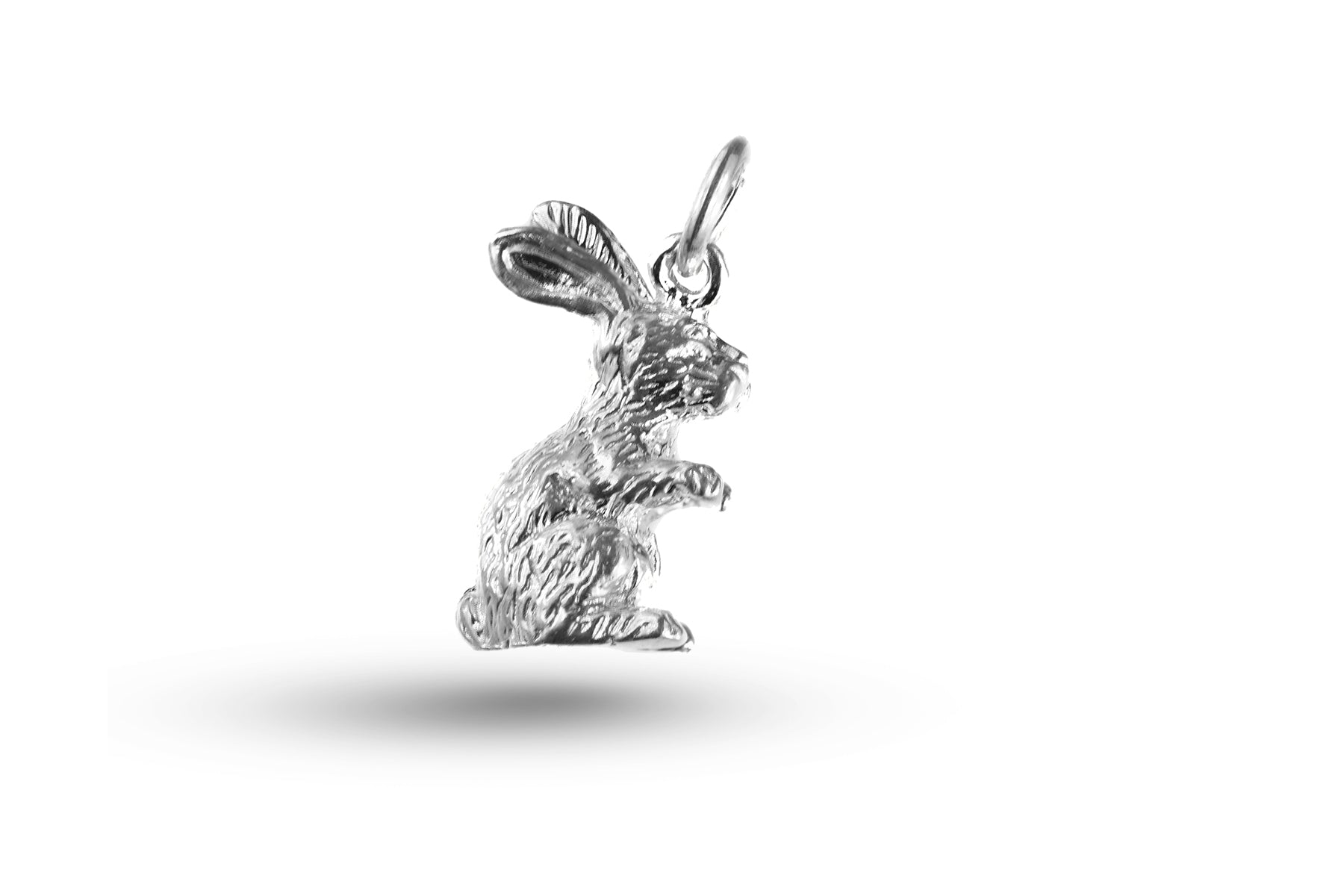 Luxury white gold alert rabbit charm.