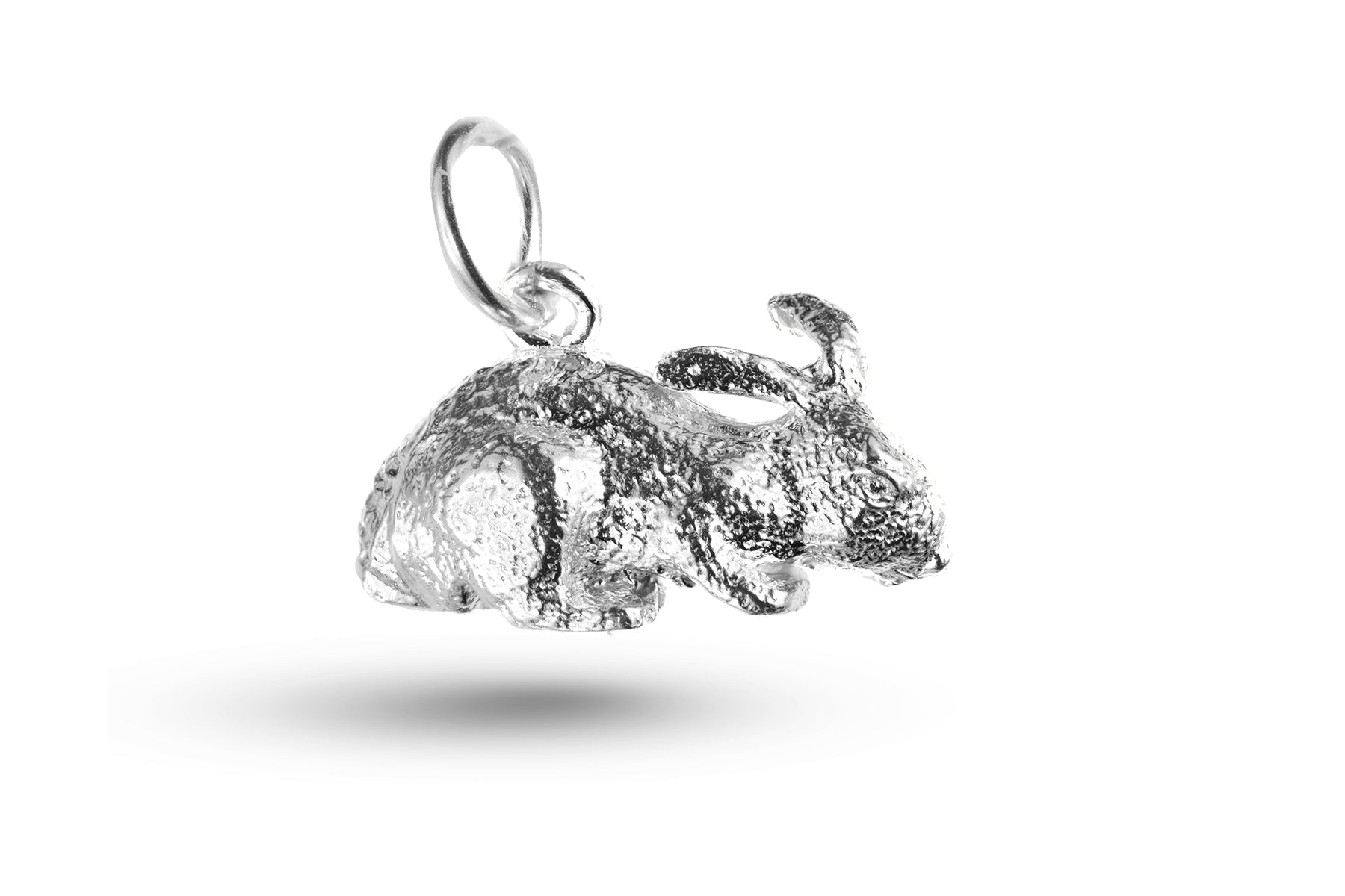White gold Grazing Rabbit charm.