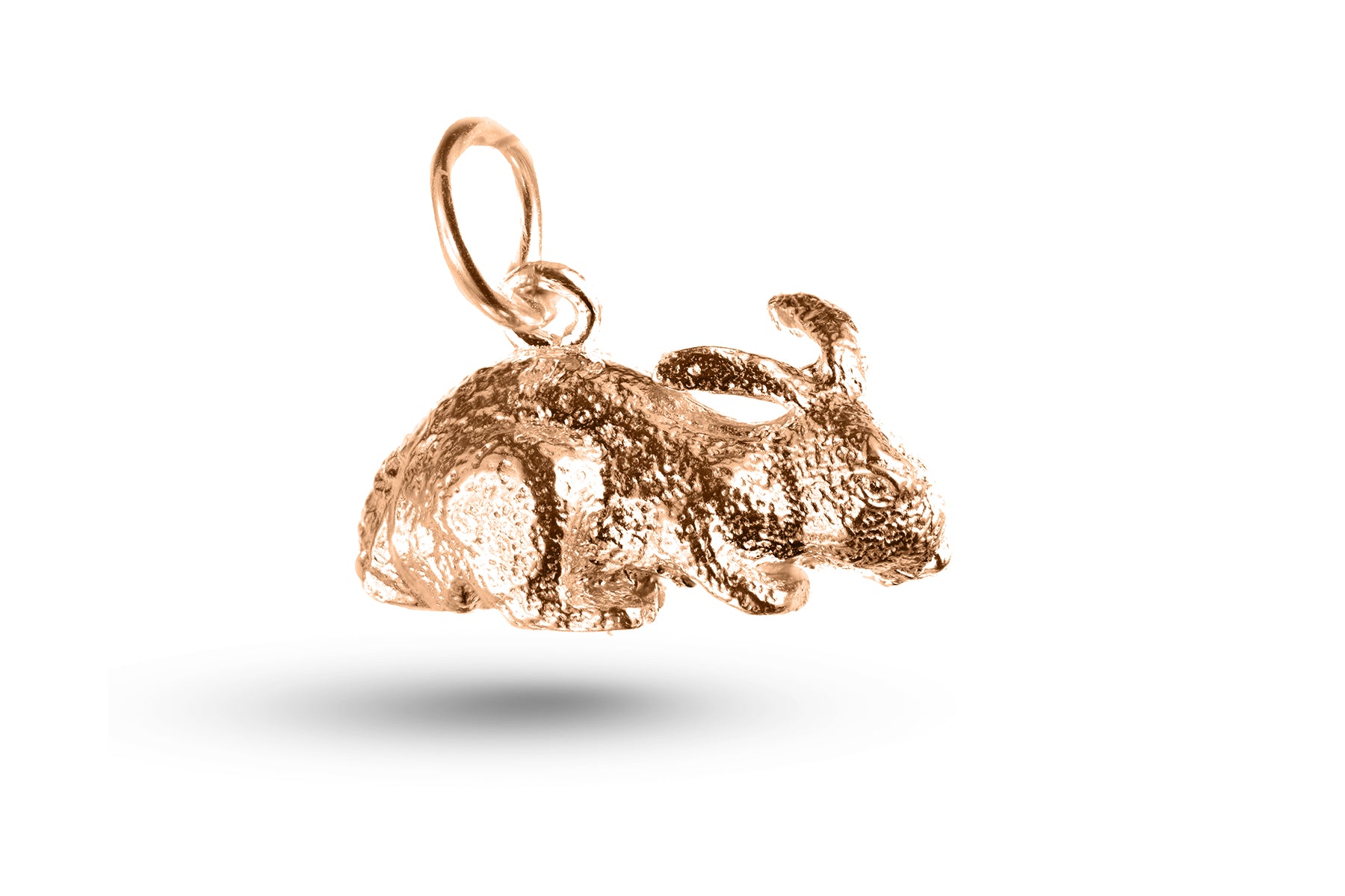 Rose gold Grazing Rabbit charm.