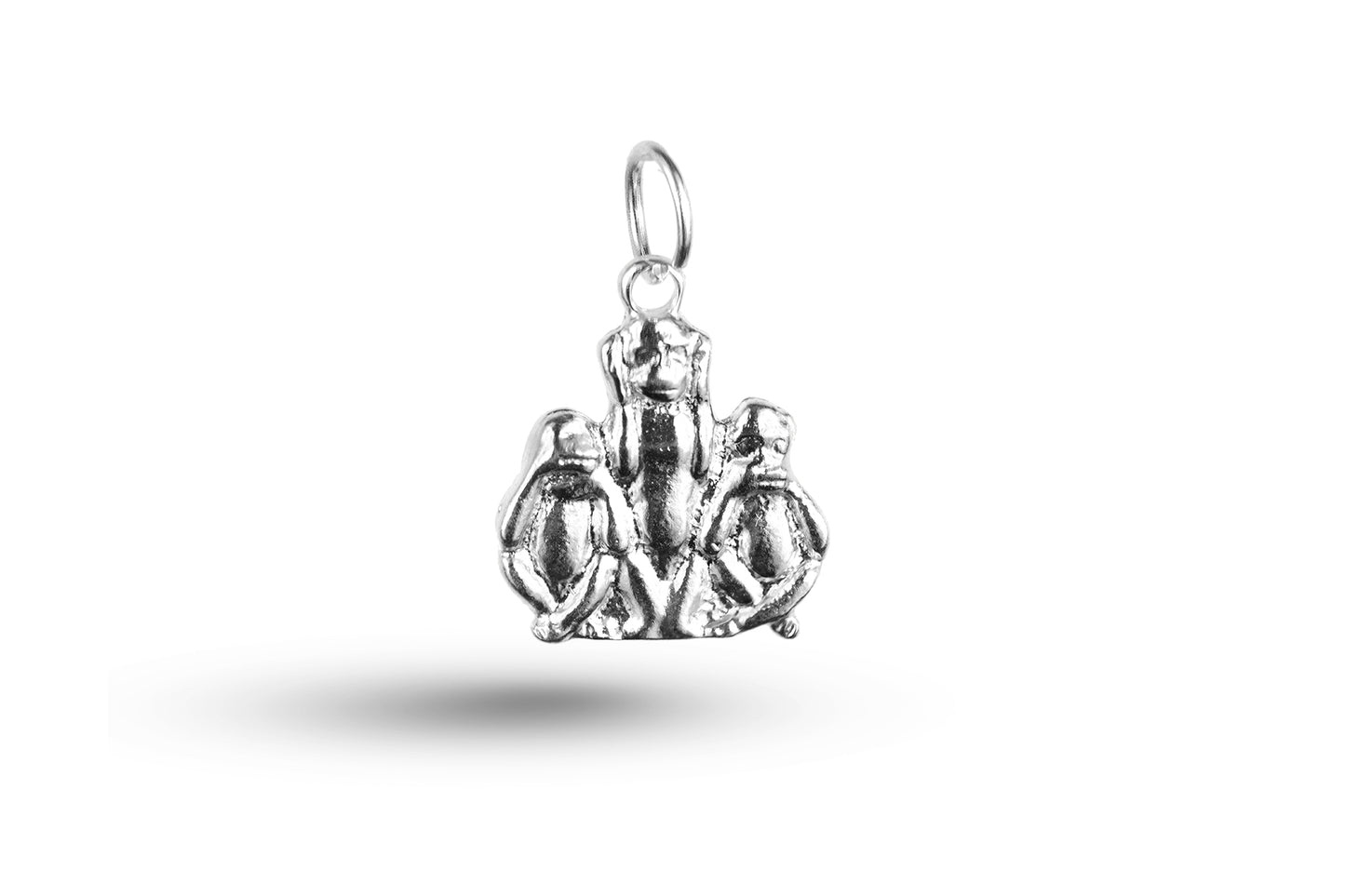 White gold Three Wise Monkeys charm.