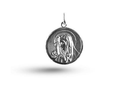 White gold Madonna charm.
