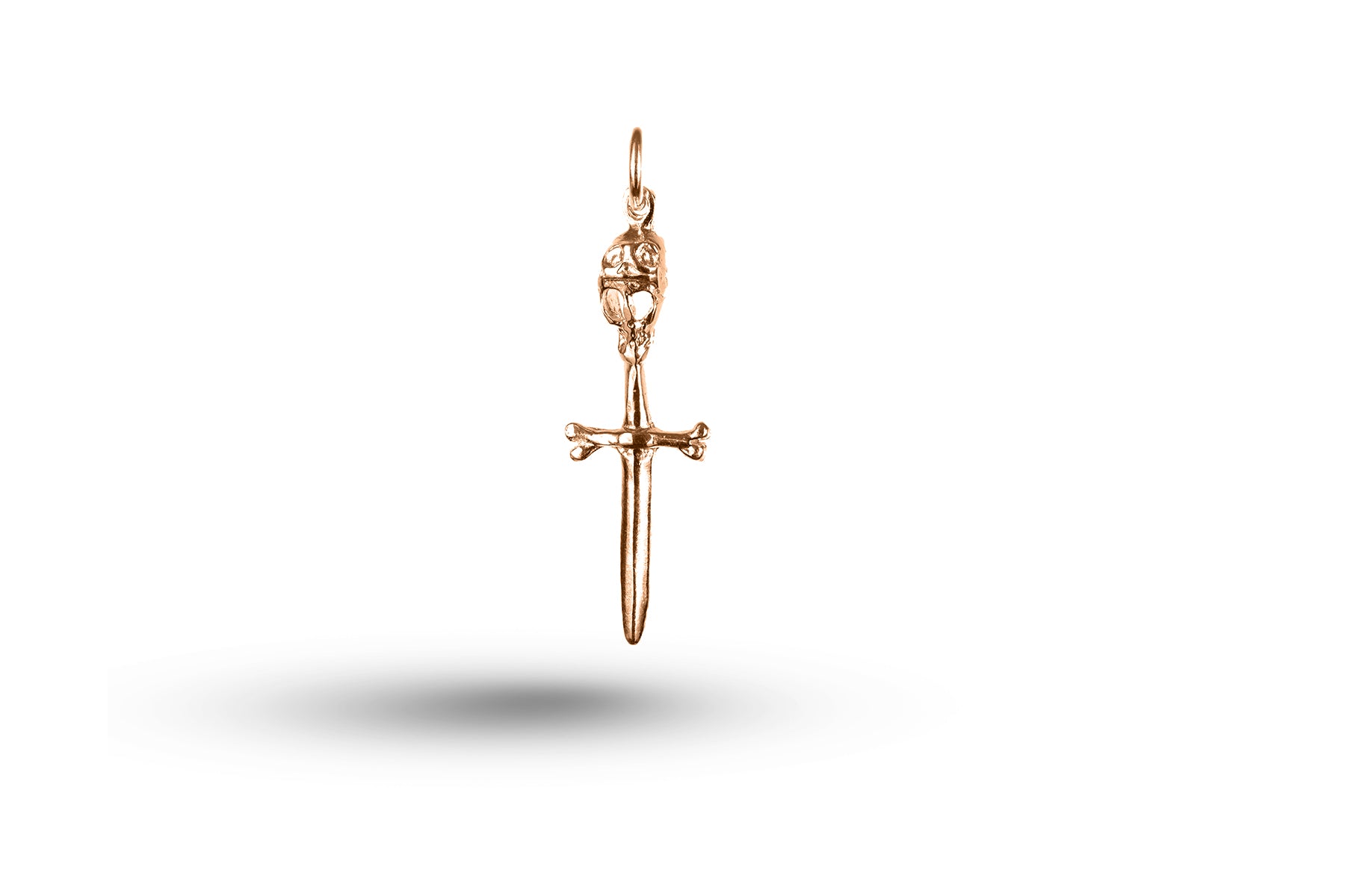 Rose gold Skull on Dagger charm.