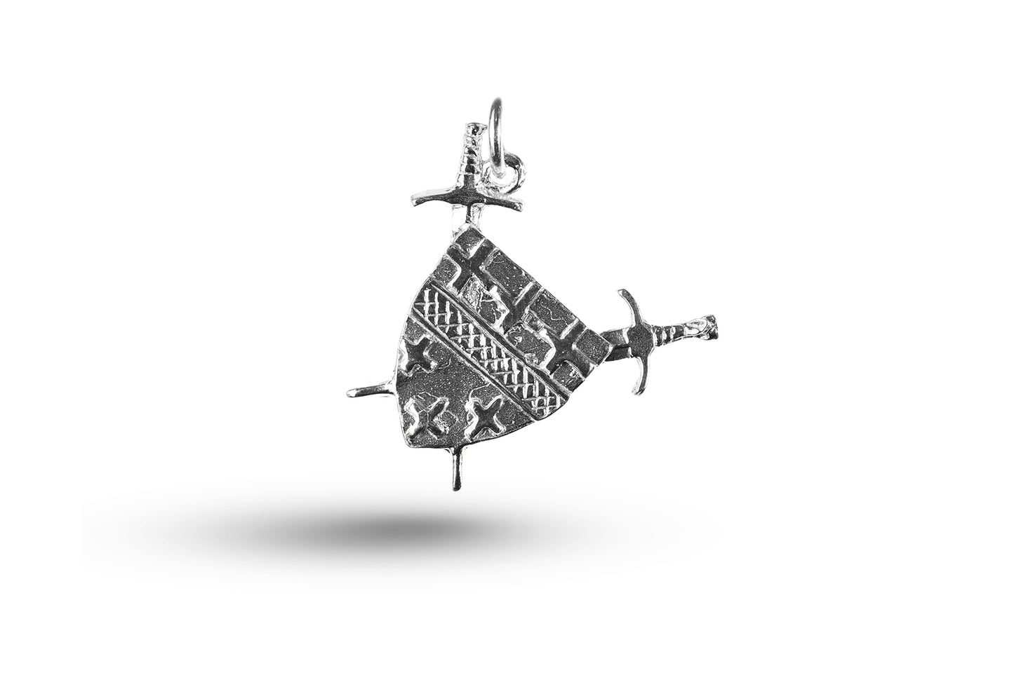 White gold Crest and Swords charm.