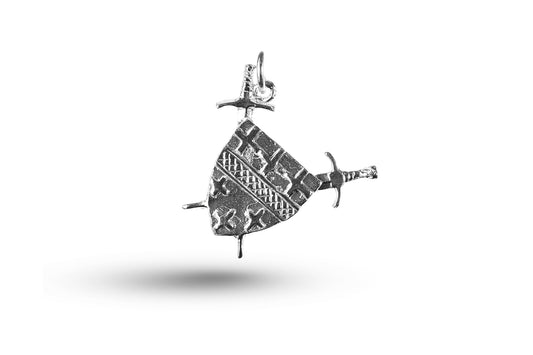 White gold Crest and Swords charm.