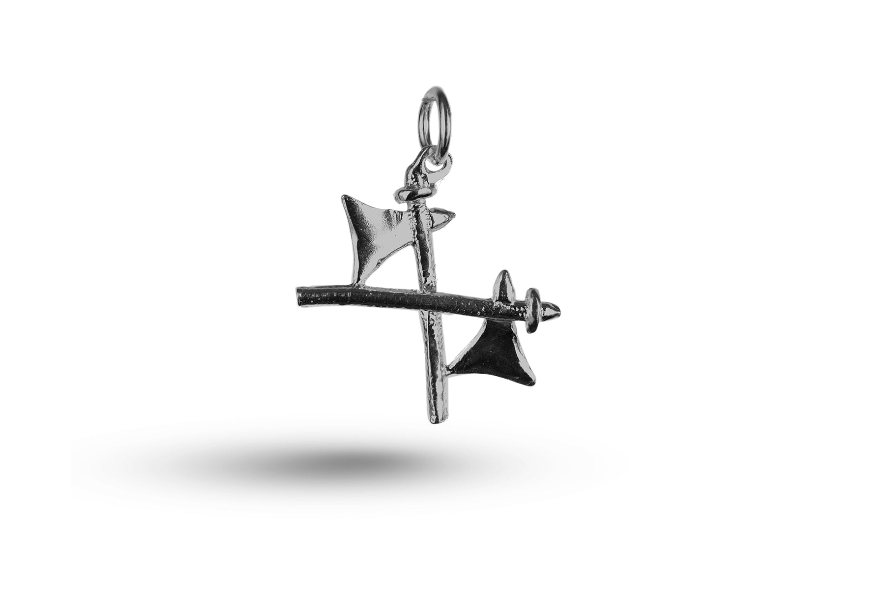 Luxury white gold axes charm.