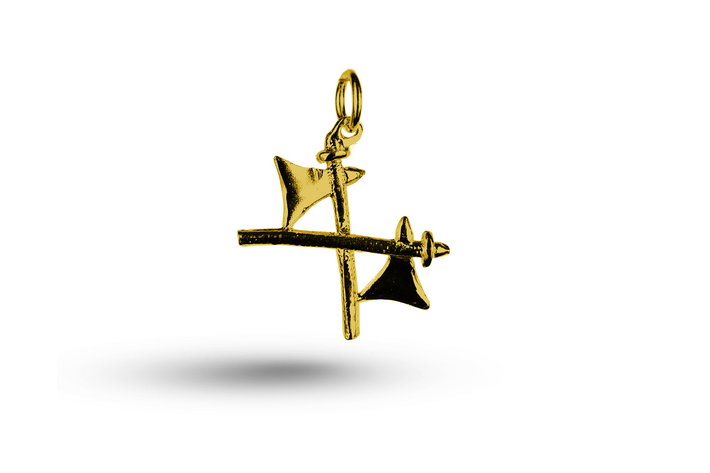 Luxury yellow gold axes charm.