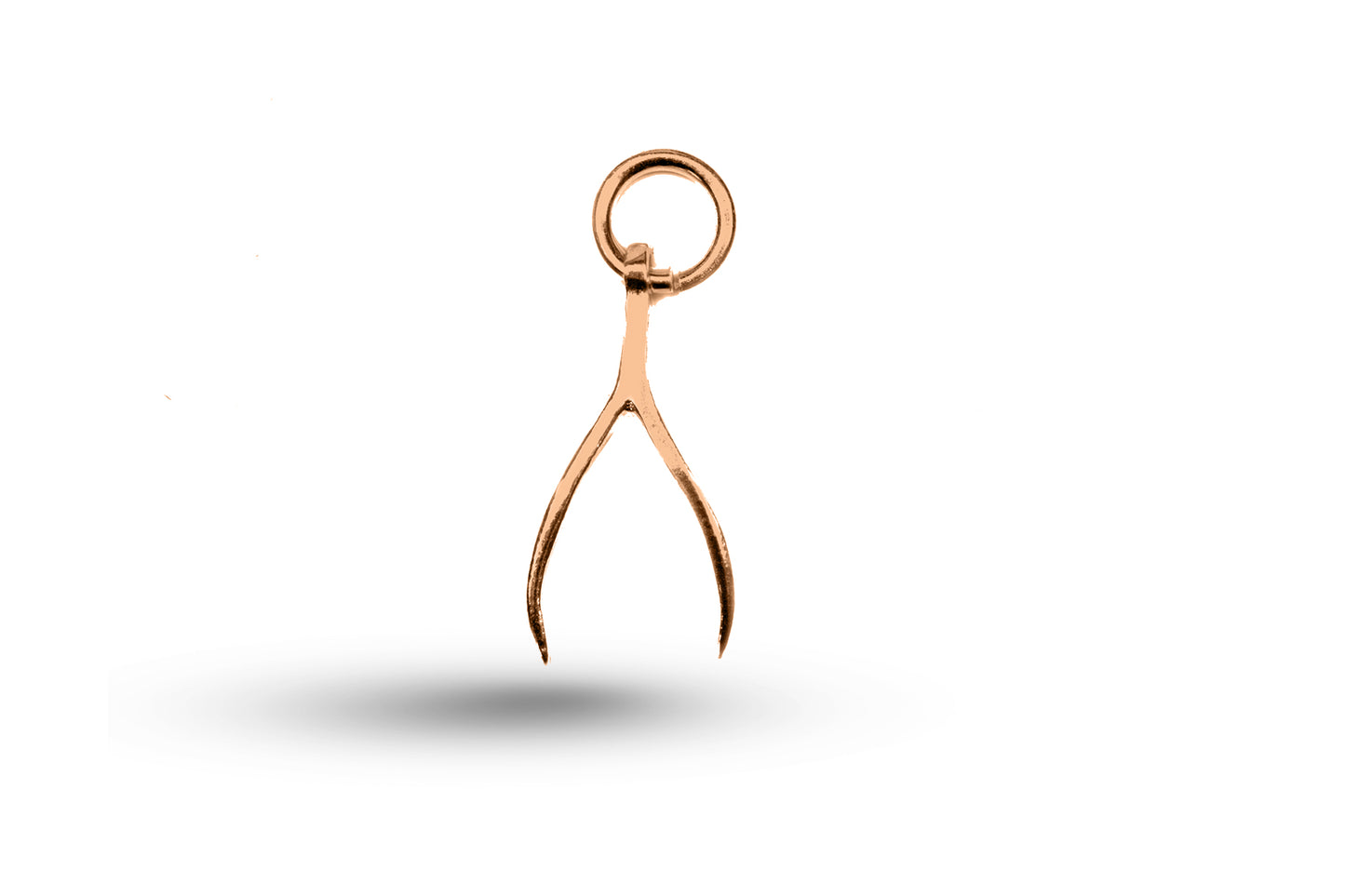 Rose gold Lucky Wishbone charm.