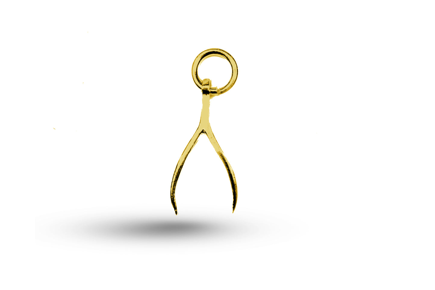 Yellow gold Lucky Wishbone charm.