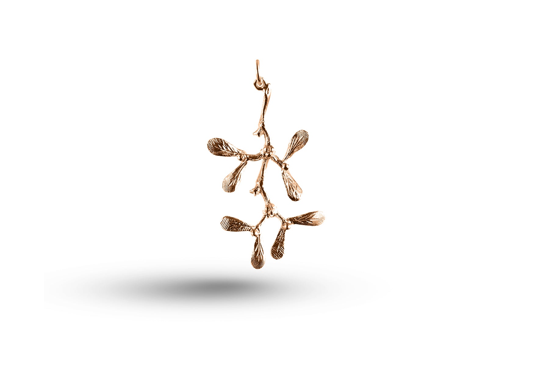 Rose gold Christmas Mistletoe charm.