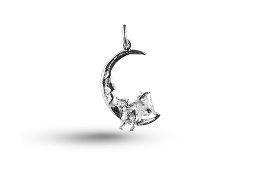 White gold Cow Jumped over the Moon Charm.