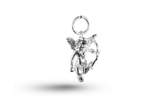 White gold Cupid with Bow and Arrow charm.