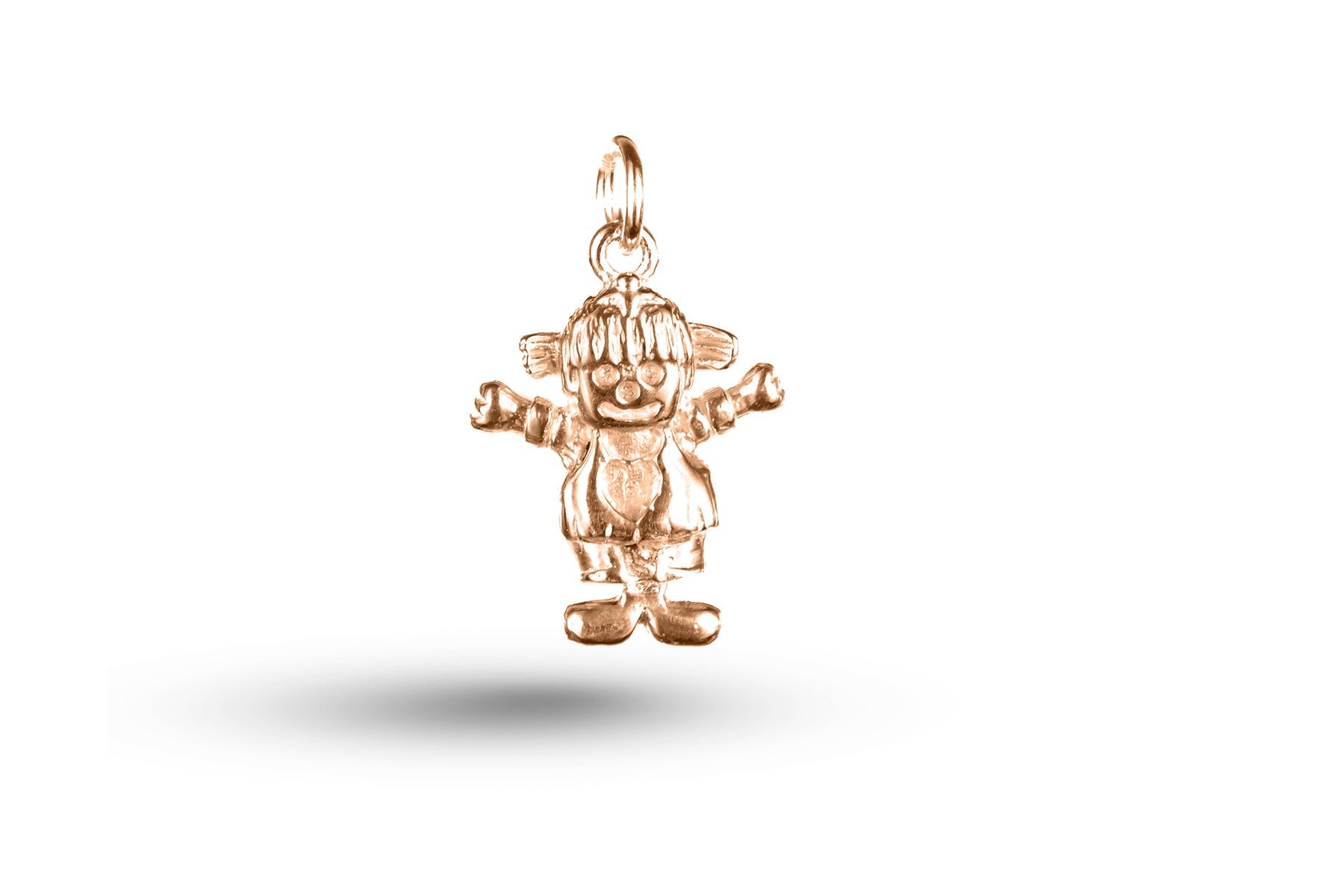 Rose gold Movable Girl Ragdoll charm.