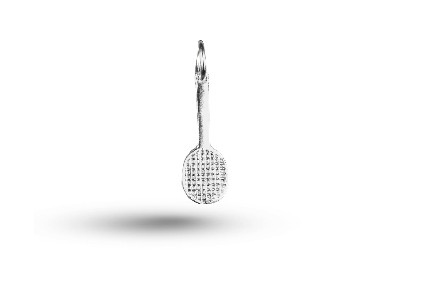 White gold Plain Tennis Racket charm.
