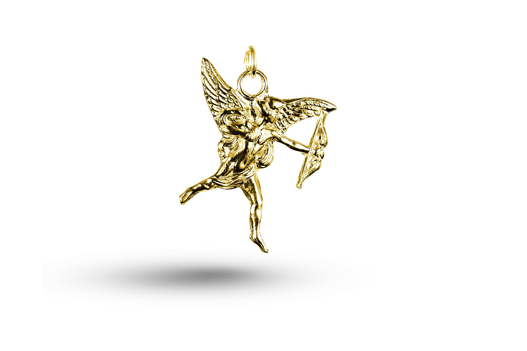 Yellow gold Heavy Cupid with Bow and Arrow charm.