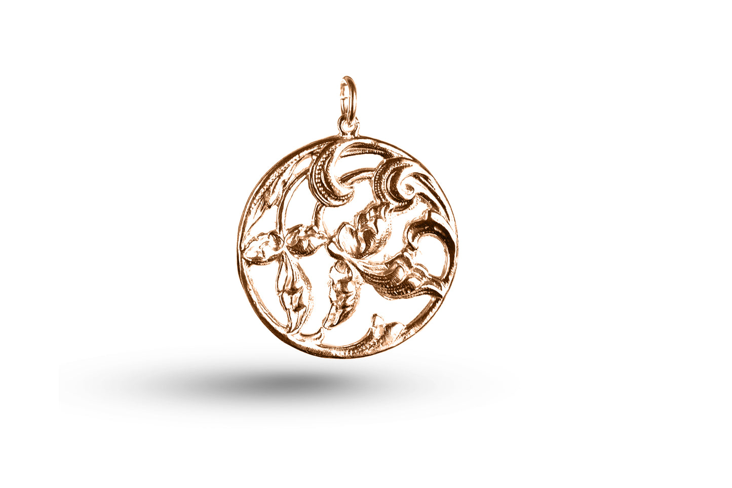 Luxury rose gold Art Nouveau smaller iris charm.