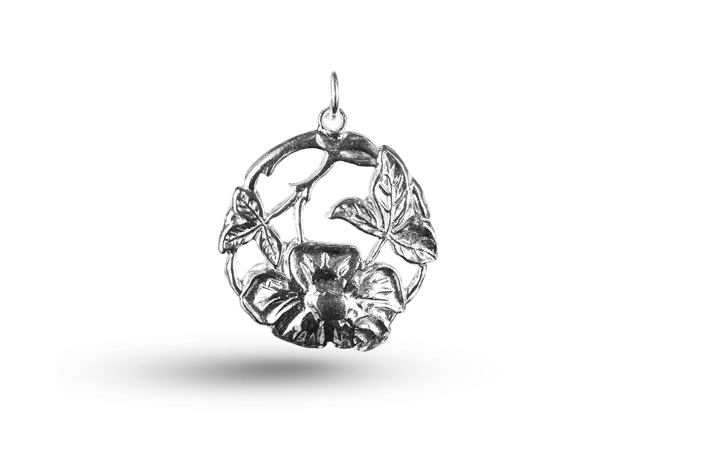 Luxury white gold Art Nouveau rose charm.