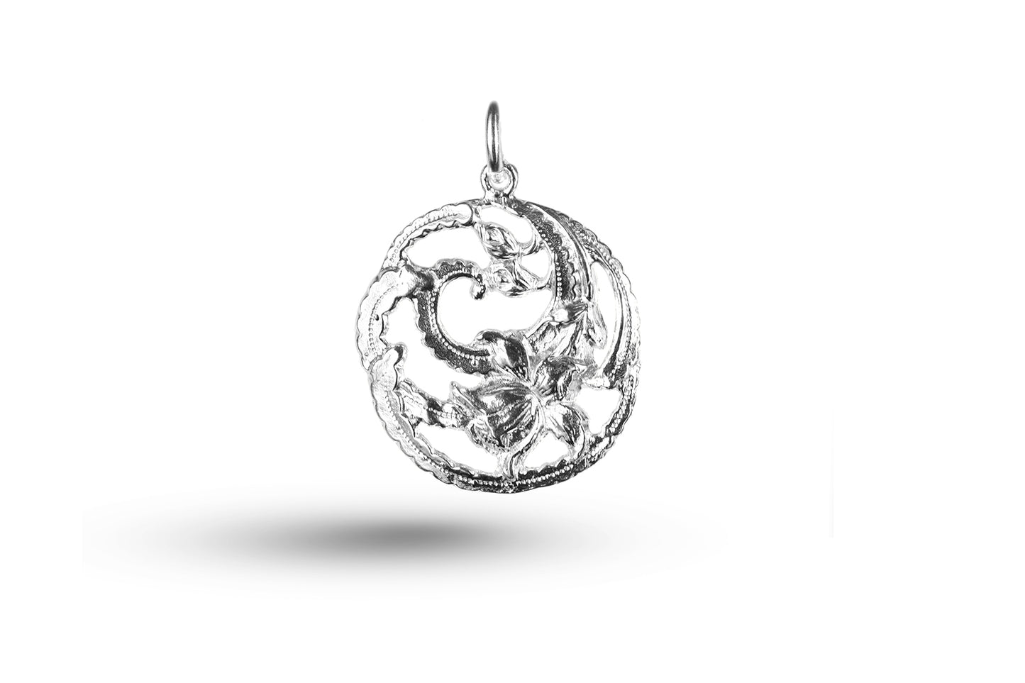 Luxury white gold Art Nouveau daffodil charm.