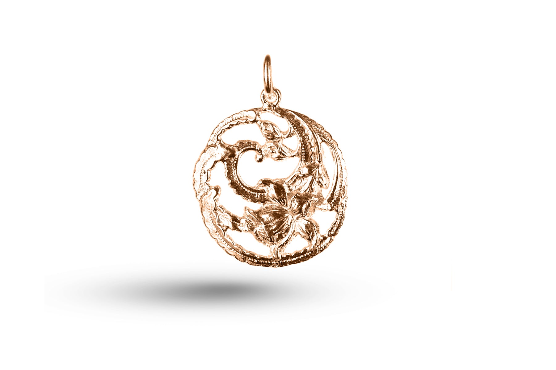 Luxury rose gold Art Nouveau daffodil charm.