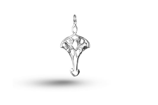 Luxury white gold Art Nouveau leaf pattern charm.