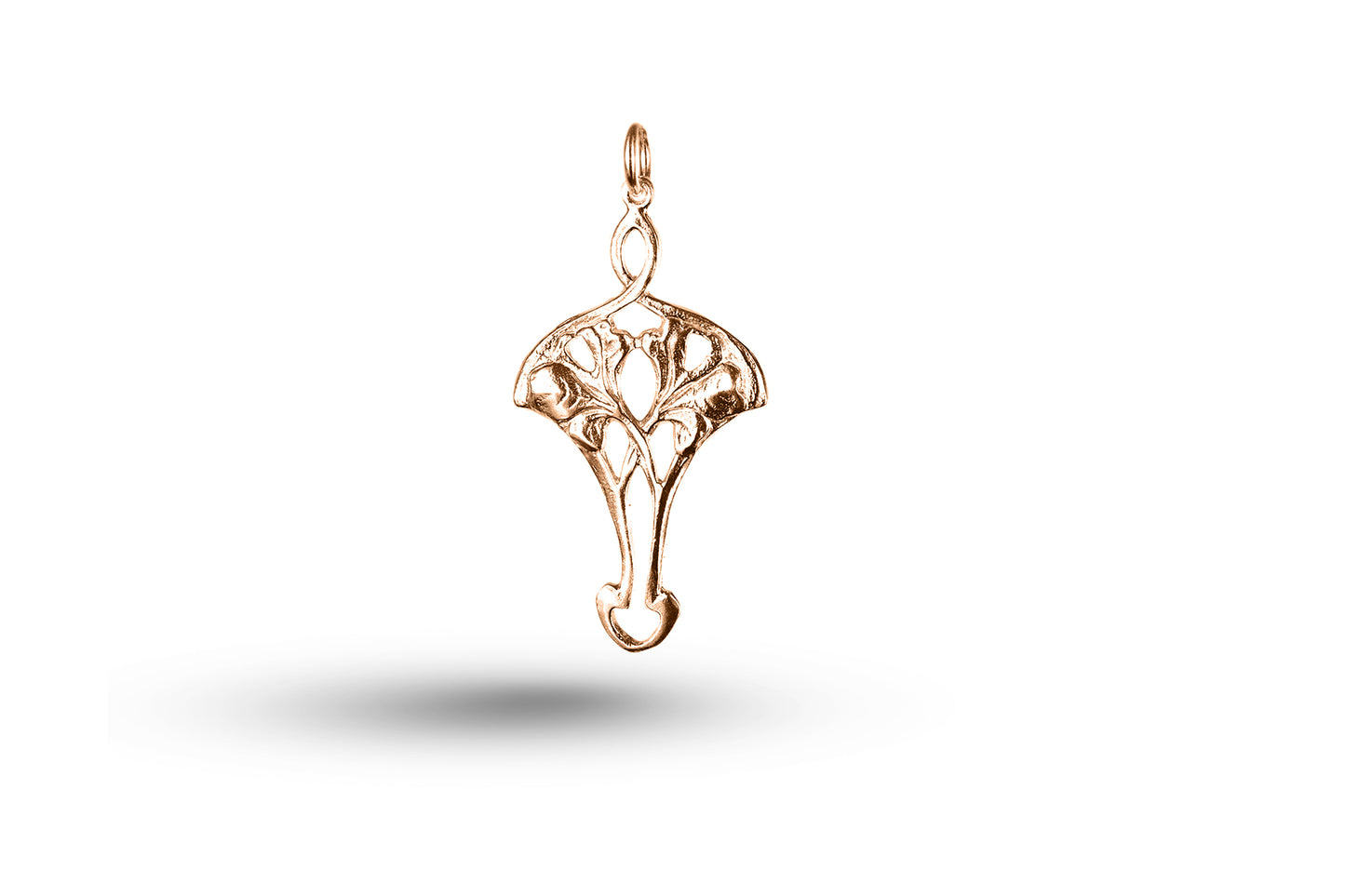 Luxury rose gold Art Nouveau leaf pattern charm.