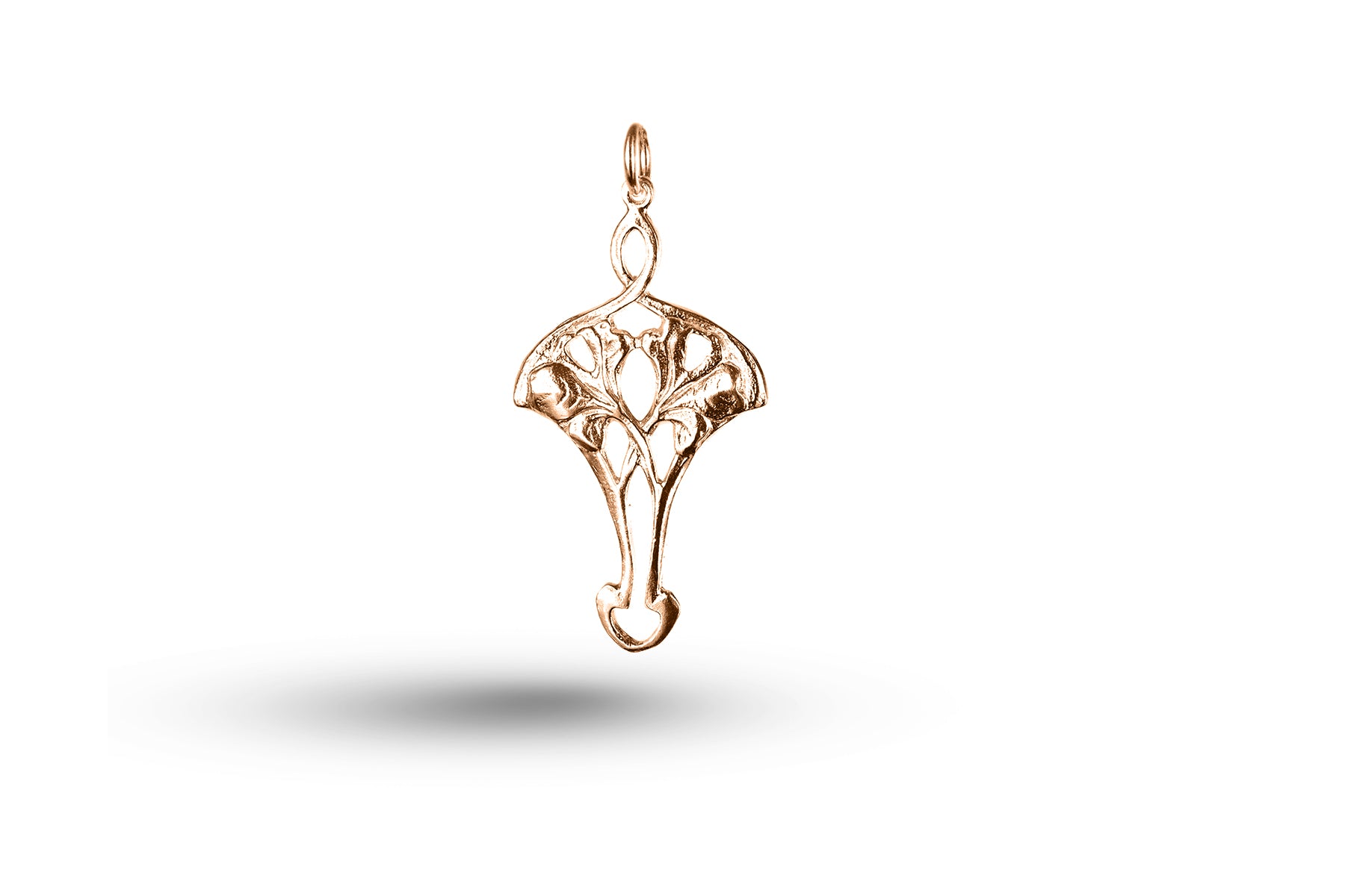 Luxury rose gold Art Nouveau leaf pattern charm.