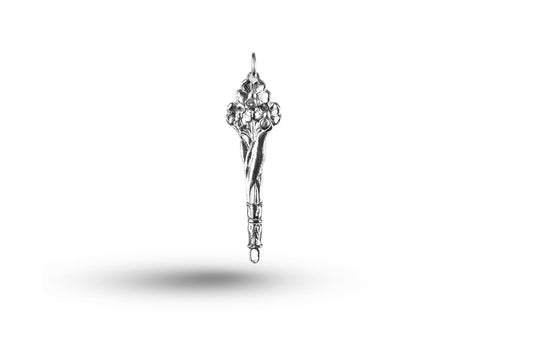 Luxury white gold Art Nouveau bunch of flowers charm.