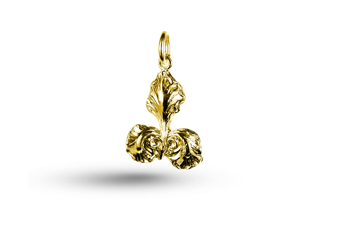 Luxury yellow gold Art Nouveau iris head charm.