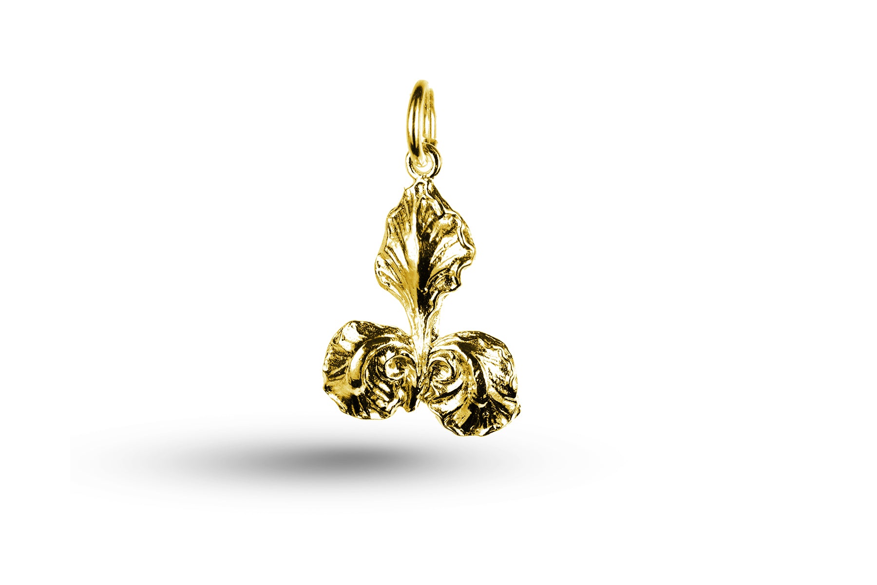 Luxury yellow gold Art Nouveau iris head charm.