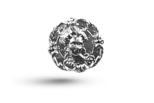 Luxury white gold Art Nouveau embossed lady pendant.