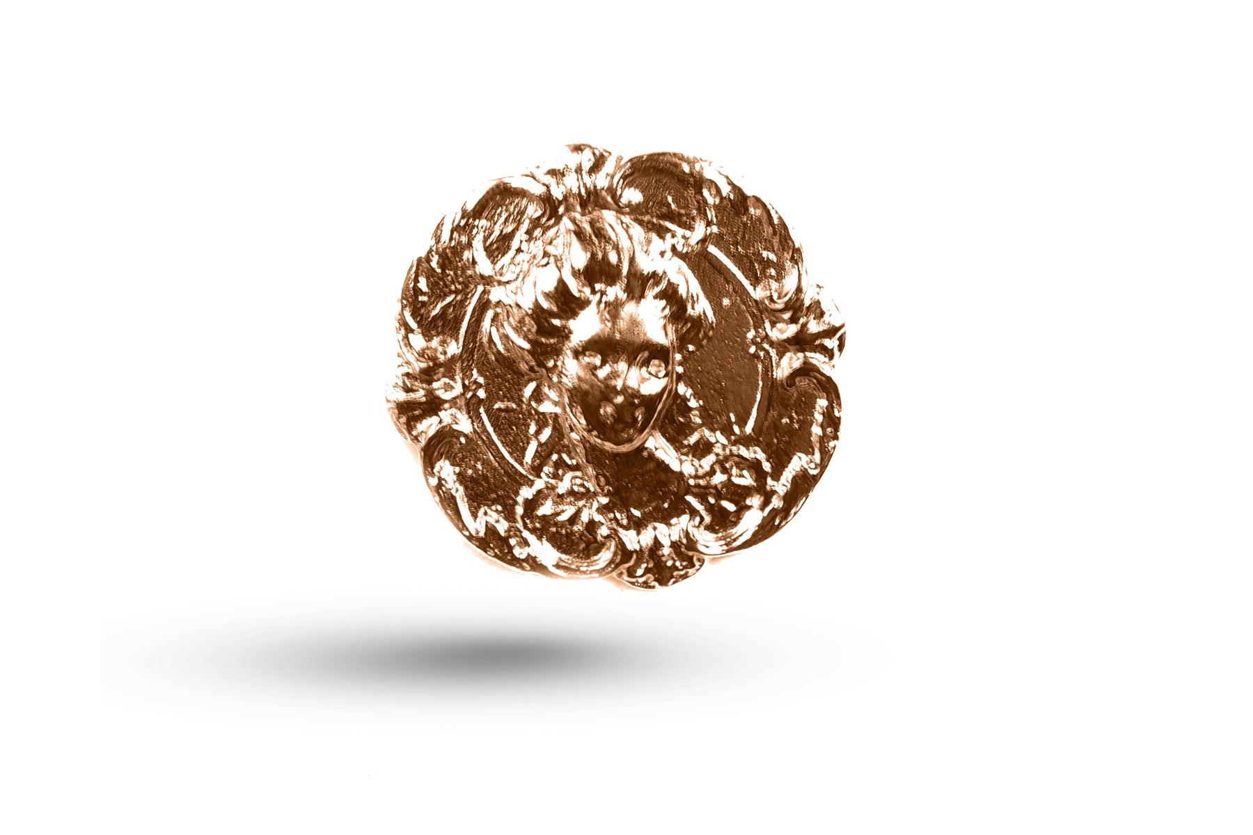 Luxury rose gold Art Nouveau embossed lady pendant.