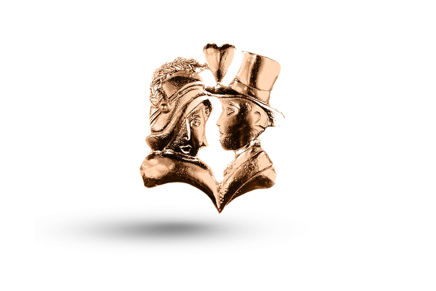 Luxury rose gold Art Nouveau couple pendant.