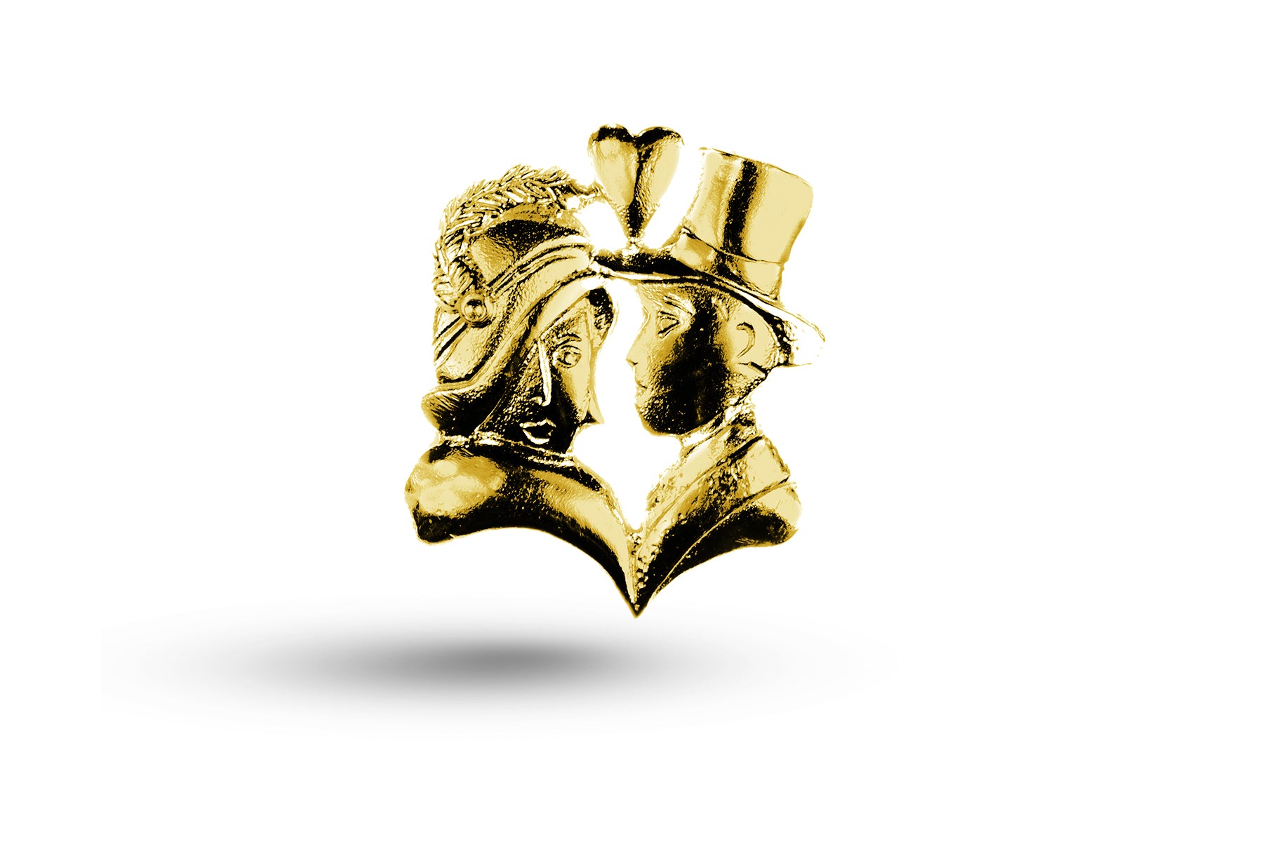 Luxury yellow gold Art Nouveau couple pendant.