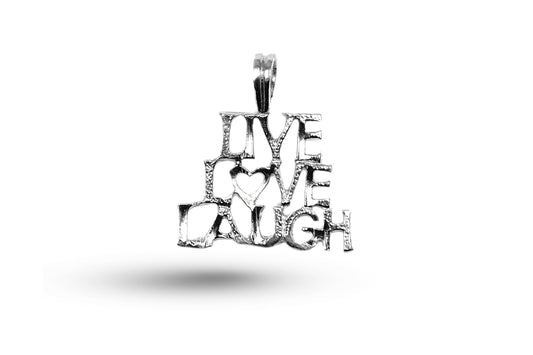 White gold Live Love Laugh charm.